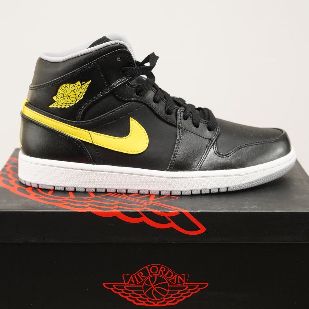 Brand New Air Jordan 1 Mid - Black Yellow Vibrant  Men's Size 8.5